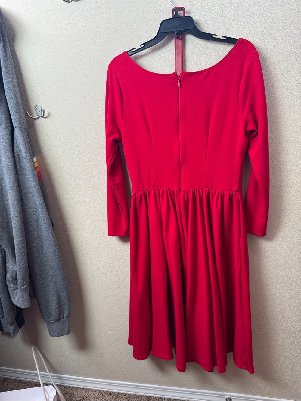 Vixen by Micheline Pitt Red Long Sleeve Fit-and-Flare Dress - Picture 2 of 4